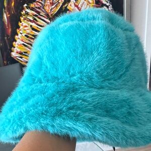 Fuzzy Turquoise Bucket Hat